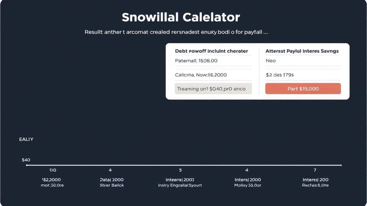 Debt snowball calculator results showing payoff timeline and interest savings Debt snowball calculator results showing payoff timeline and interest savings