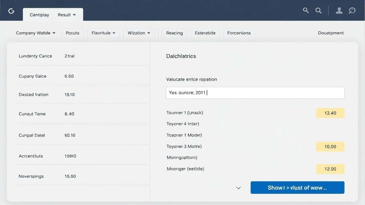 online calculator result preview showing company valuation metrics