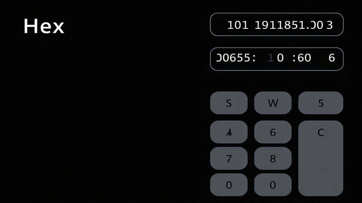 a digital calculator interface showing a hex to binary conversion result