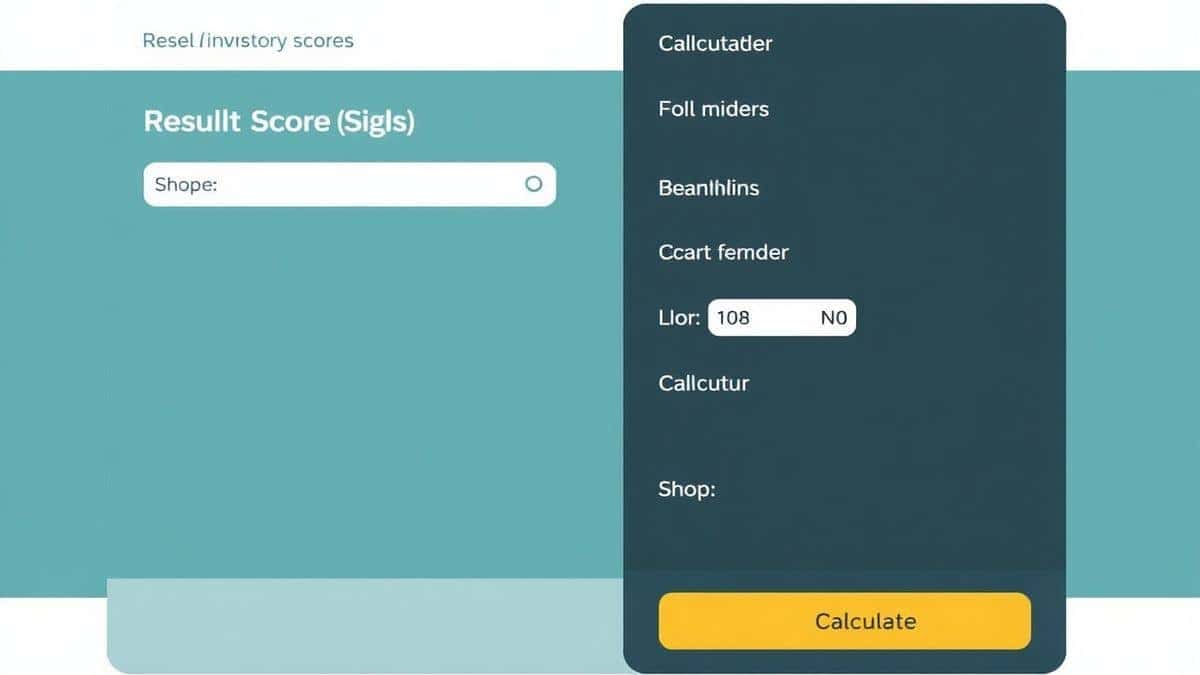 online calculator result preview showing inventory efficiency score