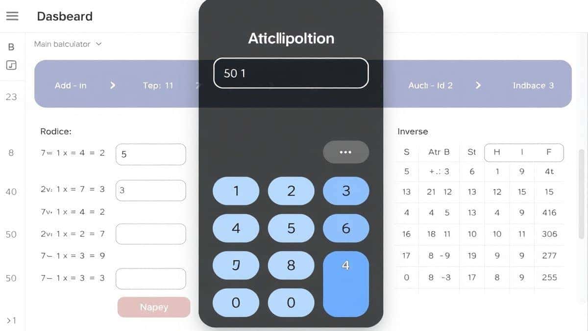 matrix calculator dashboard showing input fields for addition multiplication and inverse operations