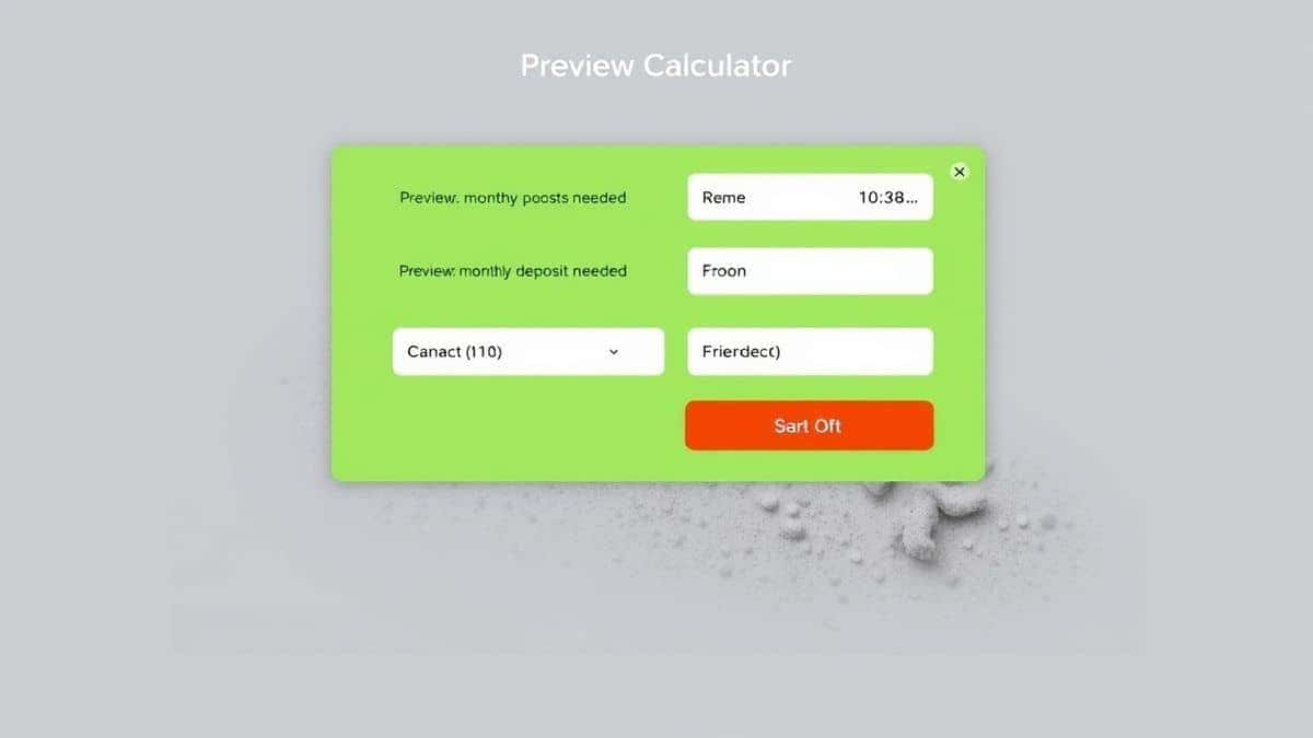 online calculator result preview showing monthly deposit needed