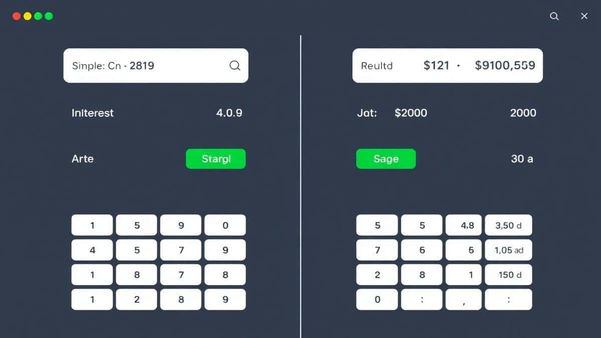 online calculator interface showing both simple and compound interest results side by side