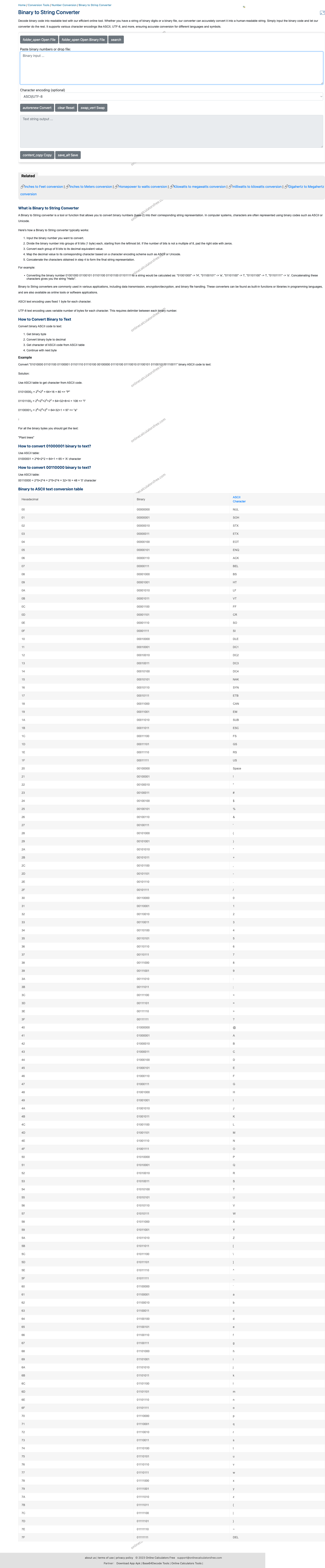 Binary to String Converter | Free Online Tool - CalculatorFree