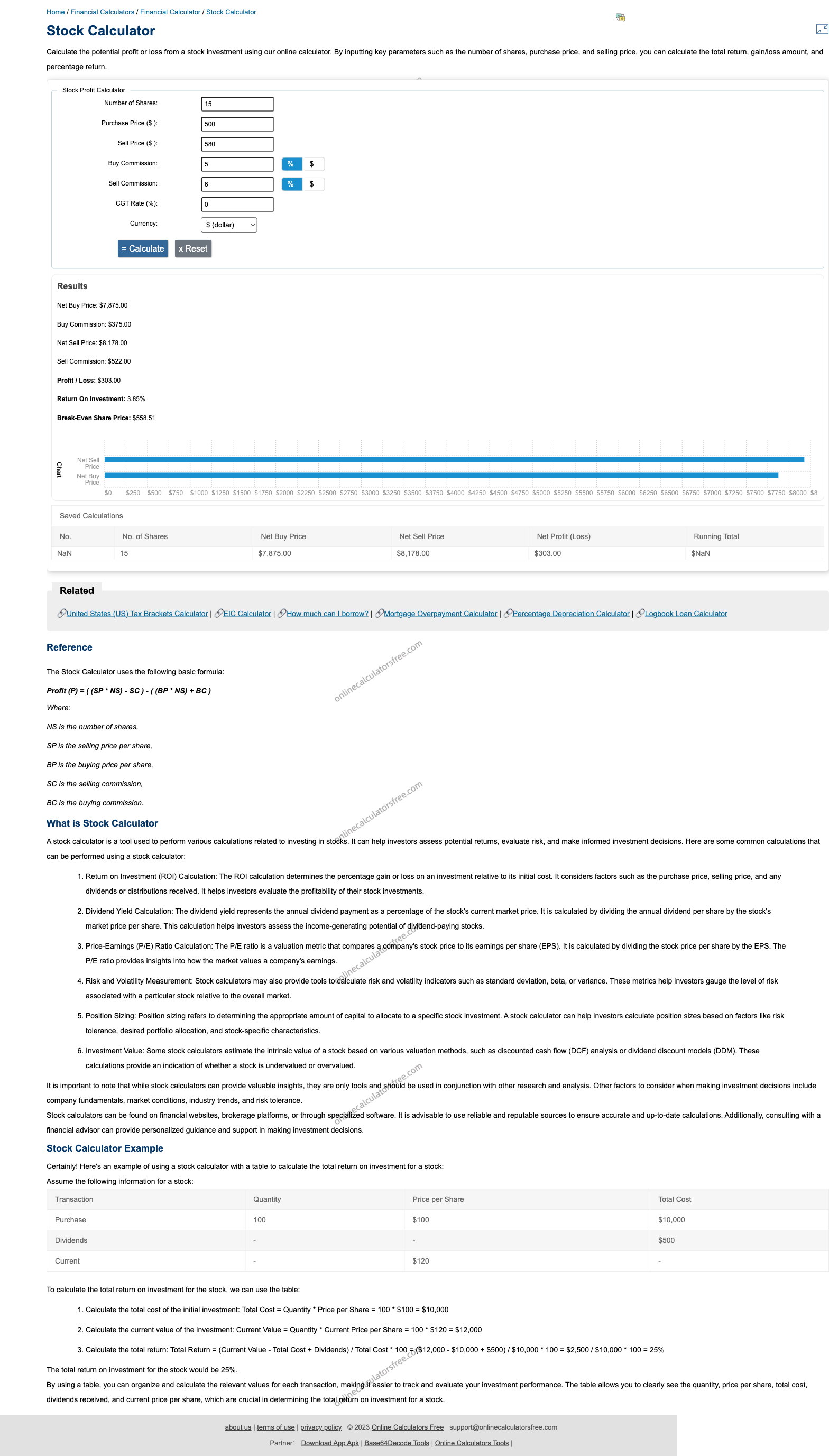 Stock Investment Calculator CalculatorFree Stock investment calculator calculatorfree